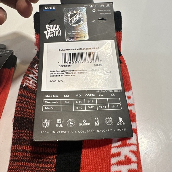 Chicago Blackhawks Red NHL Team Rise Up Socks Unisex Large 10-13 2 Packs Of 2 - Picture 4 of 8